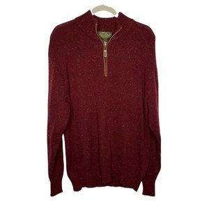 Orvis Sweater Medium Mens Unisex Burgundy Wool Cashmere 1/2 Zip Pullover